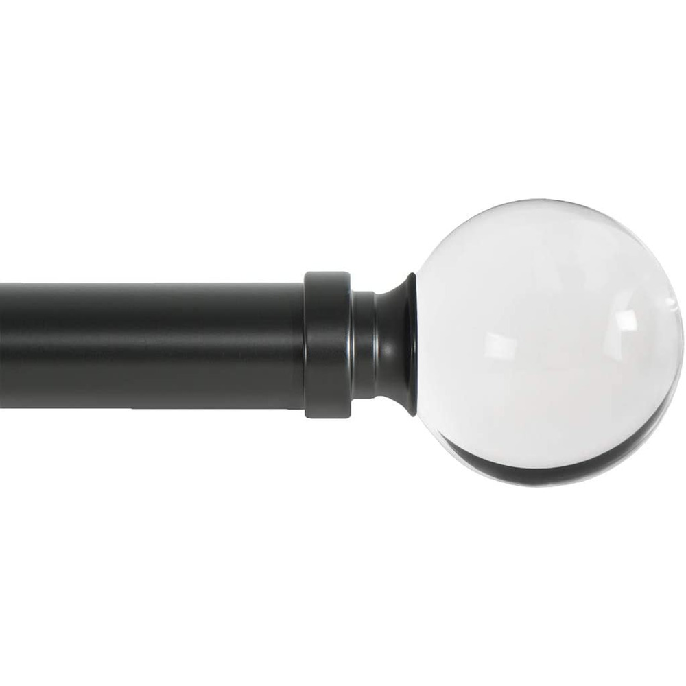 48 to 86 Inch Window Curtain Rod - Acrylic Ball 1" Pole., Black - Picture 7 of 8